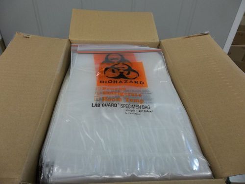 500 zip pak lab guard plus minigrip specimen bag 6&#034; x 9&#034; reclosable bags new for sale