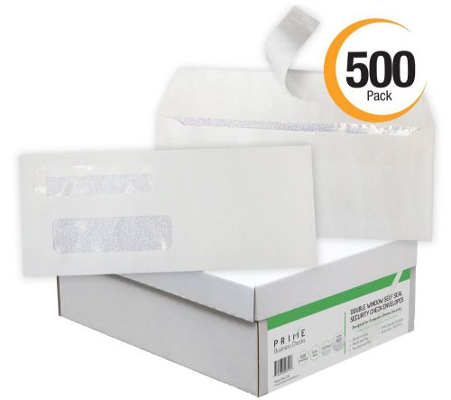 500 SELF SEAL Double Window Security Tinted Envelopes - 3 5/8&#034; x 8 11/16&#034;