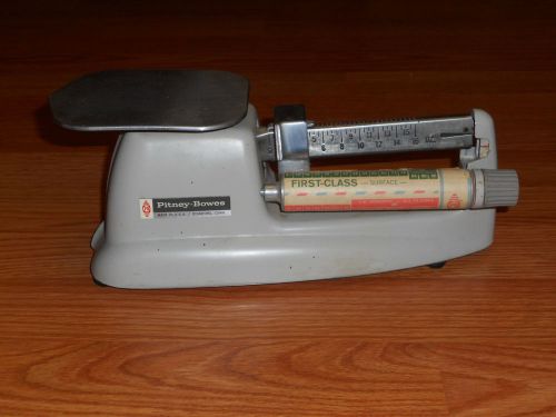 Vintage pitney-bowes balance beam postal scale 16-oz grey-silver works great! for sale