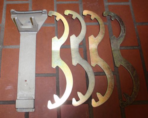 Fire engine 4&#034; &amp; 5&#034; ldh stortz spanner wrench set (4)  w/ mounting bracket for sale