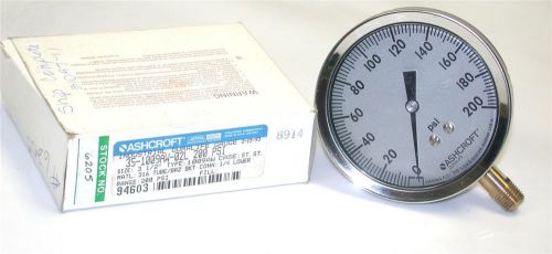 BRAND NEW IN BOX ASHCROFT PRESSURE GAUGE 0-200 PSI 1/4&#034; NPT 35-1009AW-02L