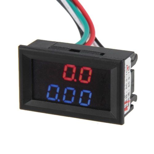 DC 0-10A LED Digital Ammeter Current Voltmeter Voltage Panel Meter Blue/Red