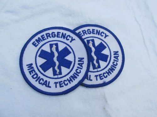 (2)   EMT EMERGENCY MEDICAL TECHNICIAN JACKET PATCH  EMS  3 inch dia (pack of 2)