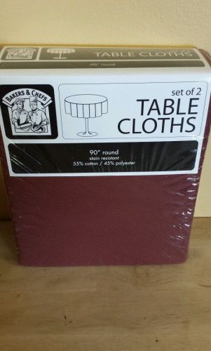 Baker Chefs Tablecloths 2 Burgundy Wine 54&#034;x120&#034; Drop 11&#034; New. Wedding Banquet.