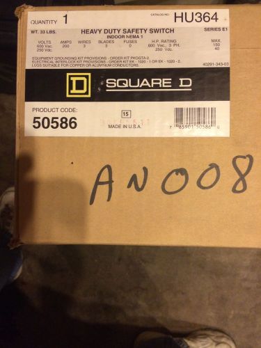 Square d #hu364 disconnect. 200 amp non fused. new in unopened box for sale