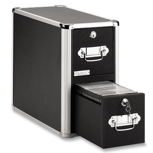 2-Drawer Locking CD/DVD Media File Storage Cabinet Organizer Rack Holder Box NEW