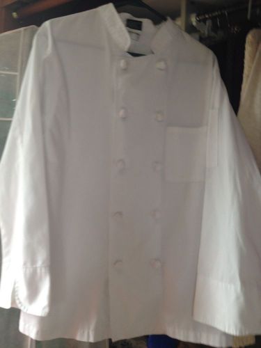 Men&#039;s Size L White Cloth Covered Buttoned Dickies Long Sleeve Chef Coat