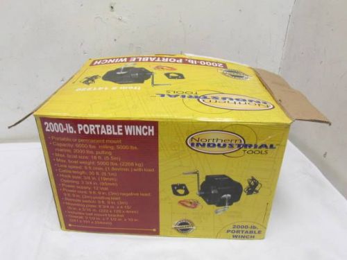 Nos northern industrial 2000-lb 12v dc portable marine boat winch power cable for sale
