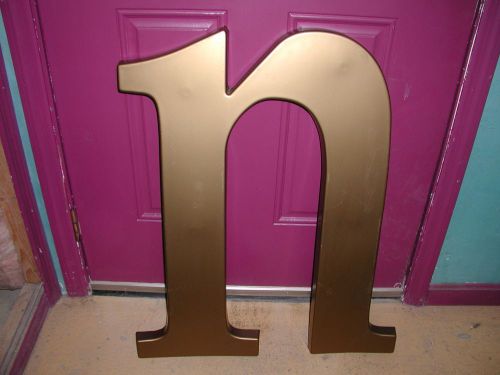 36&#034; Tall Outdoor Plastic Sign Letter &#039;n&#039; Gold 26-1/2&#034;W