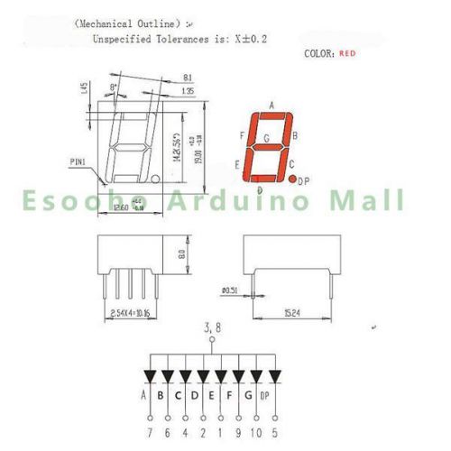 4pcs  0.56&#034; 7 segment RED LED display common anode US Seller