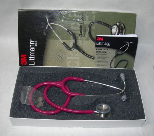 3M Littmann Classic II S.E. Stethoscope, Raspberry Tube, 28 inch, 2210