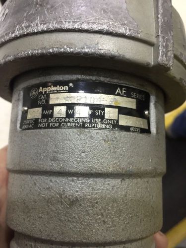 60 Amp Appleton plug Used, AEP6462, 3w, 4 pole