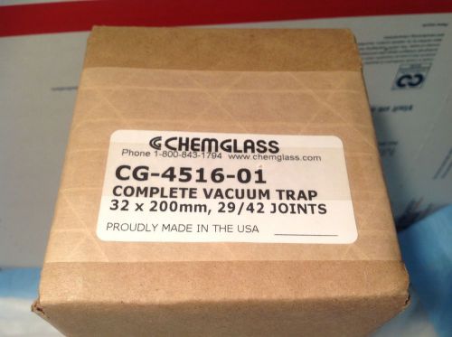 NEW Sealed ChemGlass VACUUM TRAPS Complete, 32mm Body OD x 200mm 29/42 CG-4516