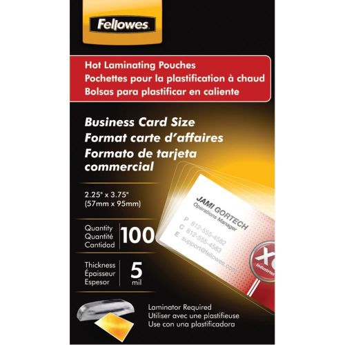 BRAND NEW - Fellowes 52031 Business Card Laminating Pouches, 100 Pk