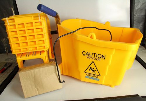 Carlisle commercial 35 quart mop bucket w/ringer yellow polyethylene tough =m595 for sale