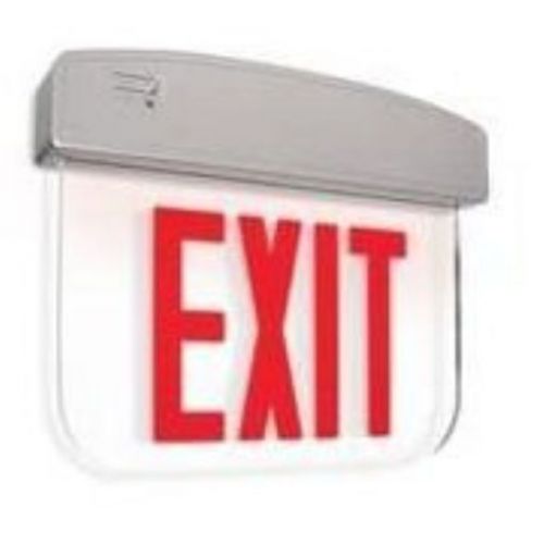 New utilitech red led edge-lit exit sign with battery backup for sale