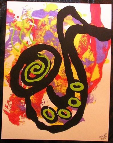 FUN Abstract  Music  Sax Painting ORIGINAL SIGNED Bar Music Cafe Art