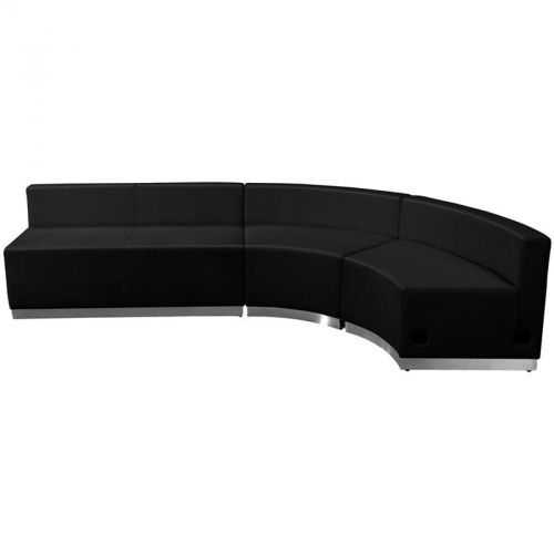Alon Series Black Leather Reception Set, 3 Pieces (MF-ZB-803-750-SET-BK-GG)