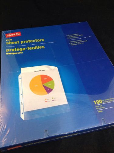 Staples Medium Weight Sheet Protectors Clear  100 Sheets 8.5&#034;X11&#034;  2.4 mil