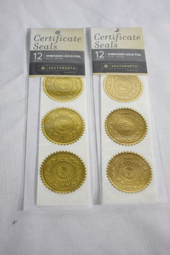 Southworth ~ Embossed Gold Foil Certificate Seals ~ 24 TOTAL ~ NEW!