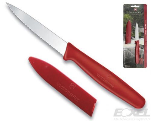 Victorinox Swiss Army Red Paring Knife, w/ Sheath Blade Guard #57611