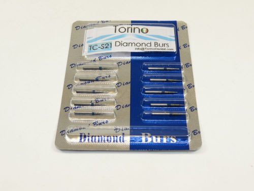Dental Diamond Burs Conical Trunk Lab TC-S21 FG Set /1 Pack 10 Pcs TORINO