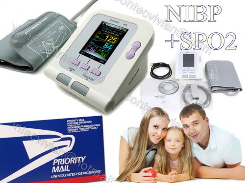 US shipping CONTEC08A Digital Blood Pressure Monitor NIBP care+SPO2 probe +PC SW