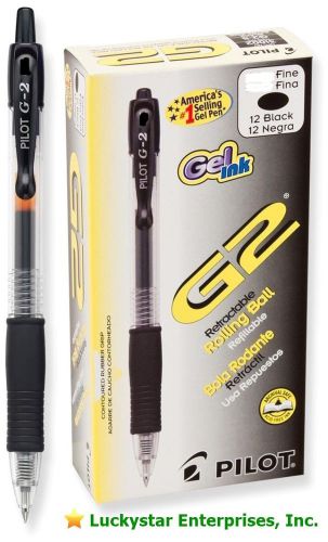 Pilot g-2 retractable gel pens - box of 12 - 0.7 mm - fine point - black - new for sale