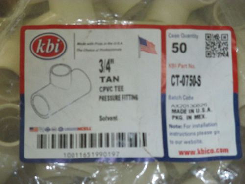 King brothers kbi rct-0750-sp cpvc tee 3/4&#034; slip, bg/50 for sale