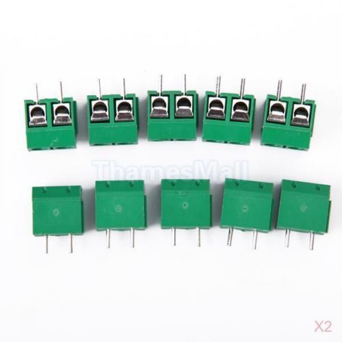 2x set of 10pcs 2-pin pcb mount terminal block connector 5mm pitch ac 250v 16a for sale