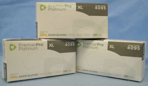 3 Boxes/100ea s2s Global PremierPro Platinum Vinyl Exam Gloves-X-Large- #4095