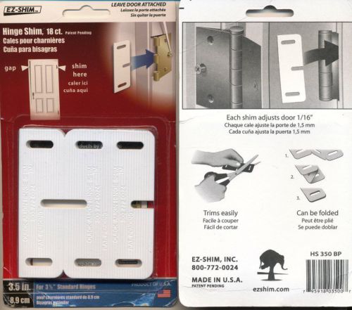Ez-shim, 3.5 inch hinge shms (18) count per package - 3 packages for sale