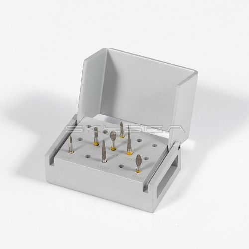 New dental high Diamond Burs 1.6mm Acabamento ultra fino kit + burs Block holder