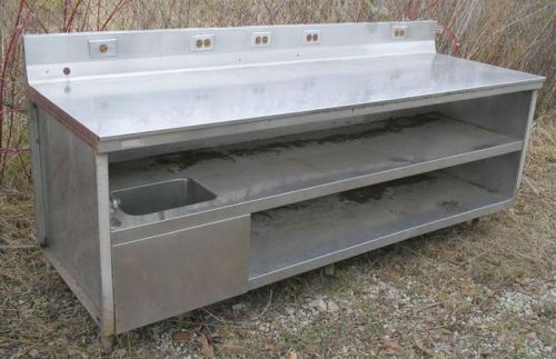 Stainless Steel Work Bench W Outlets Sink 90 x 43 x 32