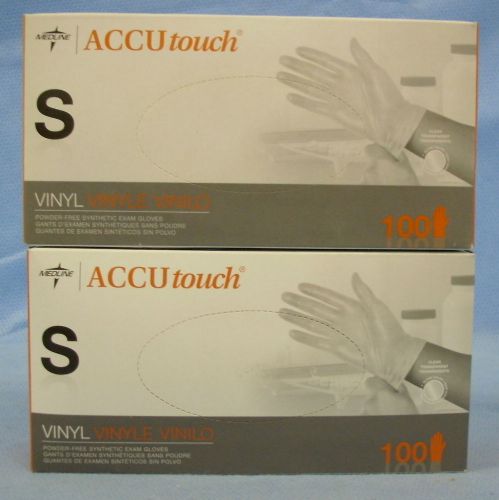 2 Boxes/100ea Medline Accutouch Vinyl Exam Gloves-Small- #MDS192074