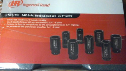 Ingersoll rand sk6h8l deep impact sockets, 8 piece, 3/4&#034; drive, 6 point sae for sale