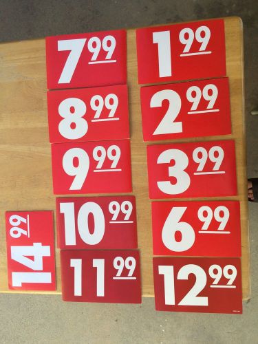 Retail Store Price Signs(Red/White. 11&#034;x 7&#034;) Mix 42pc.+7pc For Free.