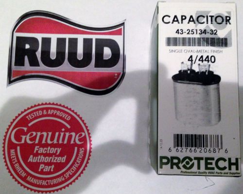 Rheem ruud run capacitor - uf 4/440 volt single oval - 43-25134-32 for sale