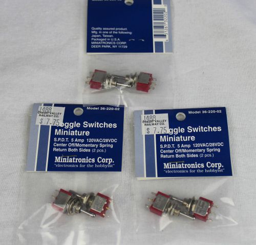 MINIATRONICS 36-260-08 (6) MINIATURE TOGGLE SWITCHES DPDT 5AMP 120VAC/28VDC NIP