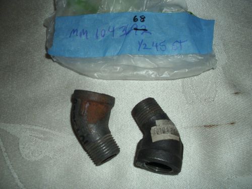(4) anvil international black iron 1/2&#034; 45 degree threaded connection elbow 1104 for sale