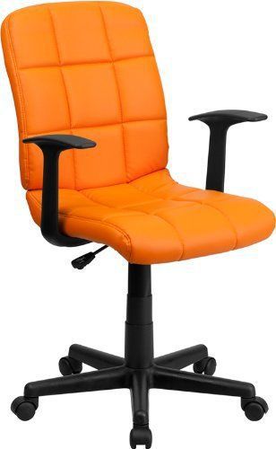 Flash Furniture Mid-Back Quilted Vinyl Task Chair with Nylon Arms, Orange