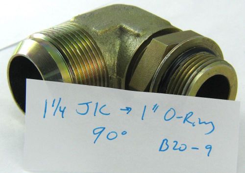 Hydraulic, parker 1 1/4&#034; jic-1&#034; o-ring 90 elbow, 20 jic-16 sae/orb, nos, #b20-9 for sale