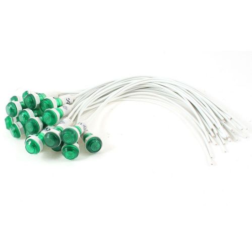 NEW 20 Pcs 10mm Hole 2 Wire Cable Green Indicator Pilot Light Lamp DC 12V