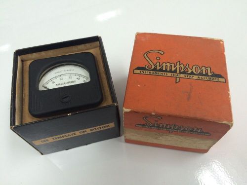 Simpson DC Panel Meter 50 Ma - New Old Stock NOS Made In USA