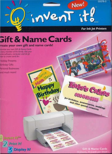 New Invent It 000780 Gift &amp; Name Cards for Printer 10 Sheets, 10 Cards per Sheet
