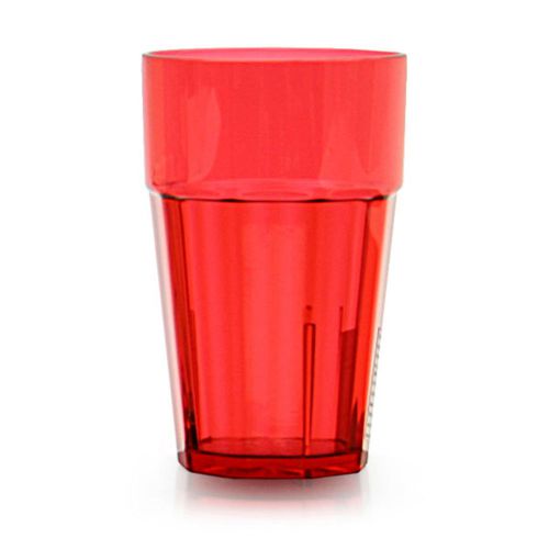 SET OF 12 CUPS 10 OZ RESTAURANT TUMBLER POLYCARBONATE RED UNBREAKABLE GLASS