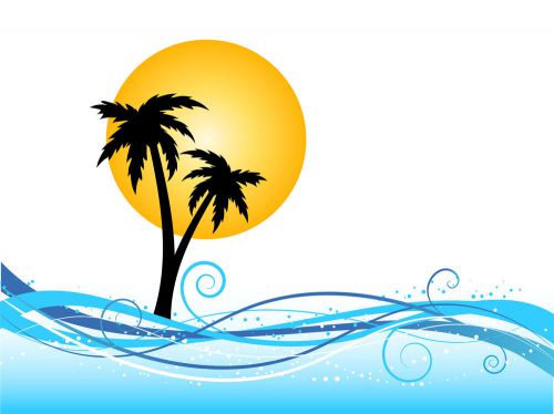 30 Personalized Return Address Beach Palm Trees Buy 3 get 1 free (bp50)