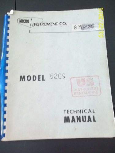 Micro Instruments 5209 Technical Manual