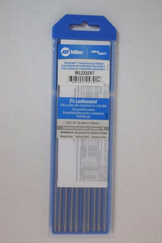 10 pack miller weldcraft 3/32&#034; x 7&#034; blue tip tungsten electrodes 2% lanthanated for sale