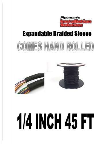 1/4&#034; 45 feet Black Expandable Braided Sleeving Flexible Car Wiring Tubing